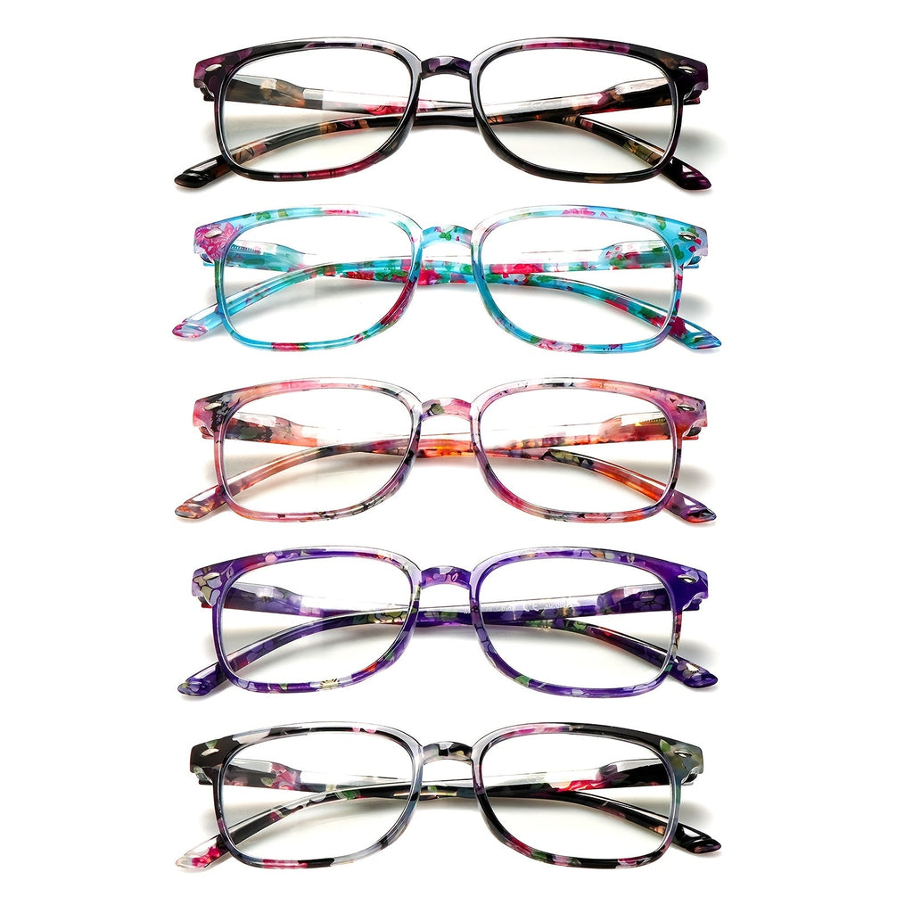 Blue Light Blocking Reading Glasses for Women 5-Pack ¨C Stylish Computer Readers with Spring Hinges, Anti-Blue Light Lenses, Multiple Strengths 1.0¨C4.0x, Multicolor