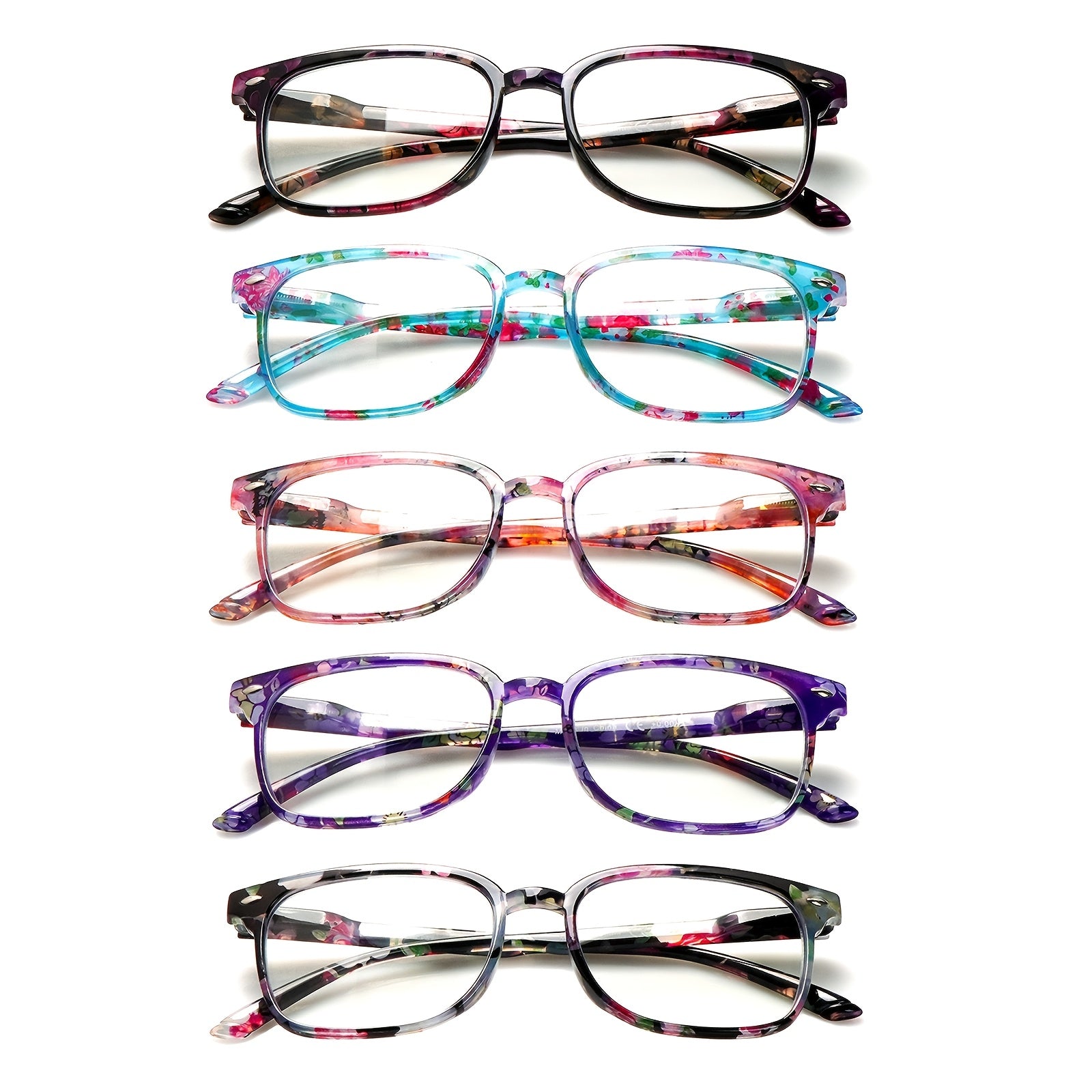 Blue Light Blocking Reading Glasses for Women 5-Pack ¨C Stylish Computer Readers with Spring Hinges, Anti-Blue Light Lenses, Multiple Strengths 1.0¨C4.0x, Multicolor
