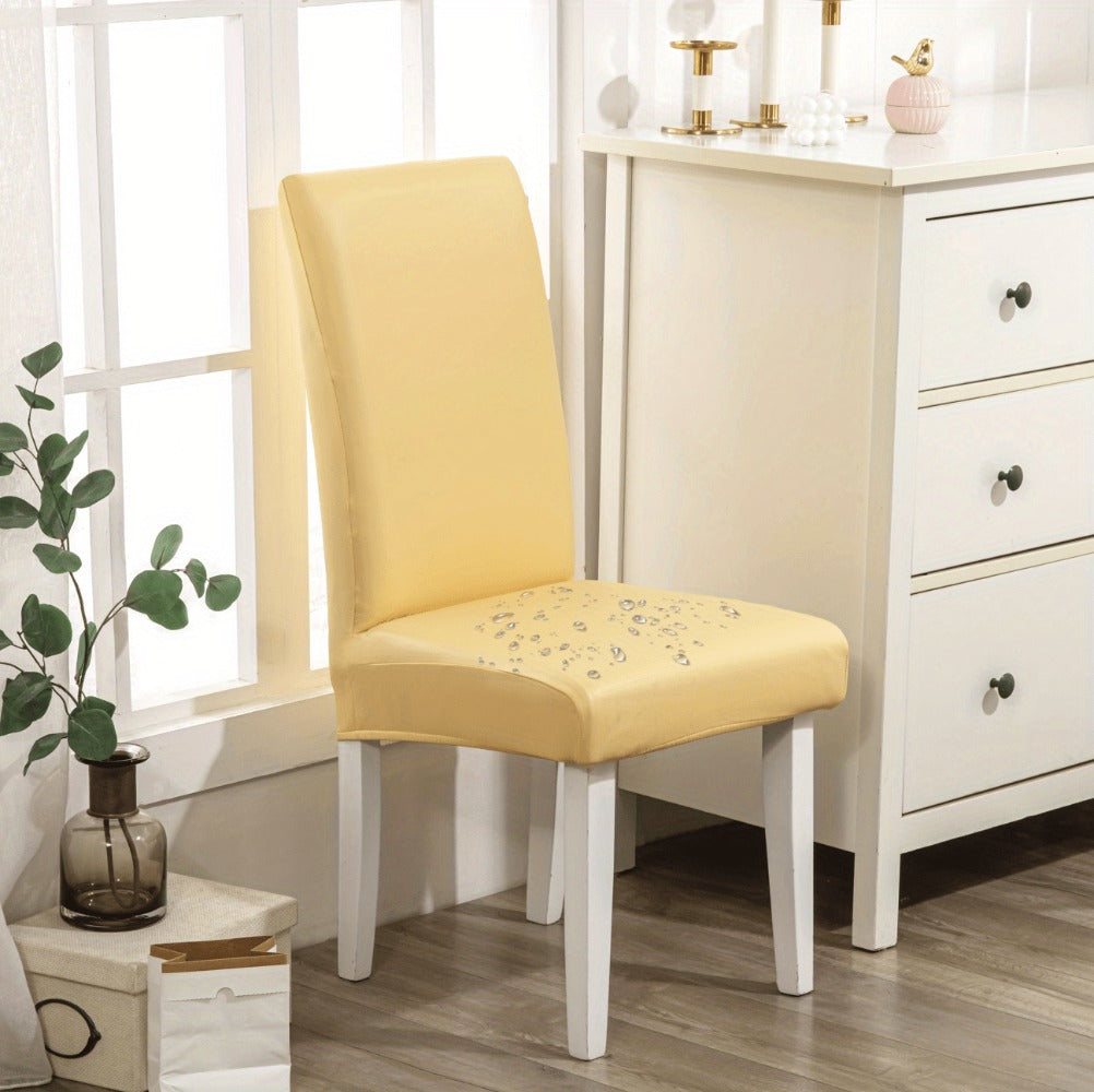Dining Chair Covers Set of 4 6 Waterproof PU Leather Stretch Slipcover Oil Proof Universal Fit Chair Protector for Dining Room Kitchen Hotel Home Decor - 9 Colors