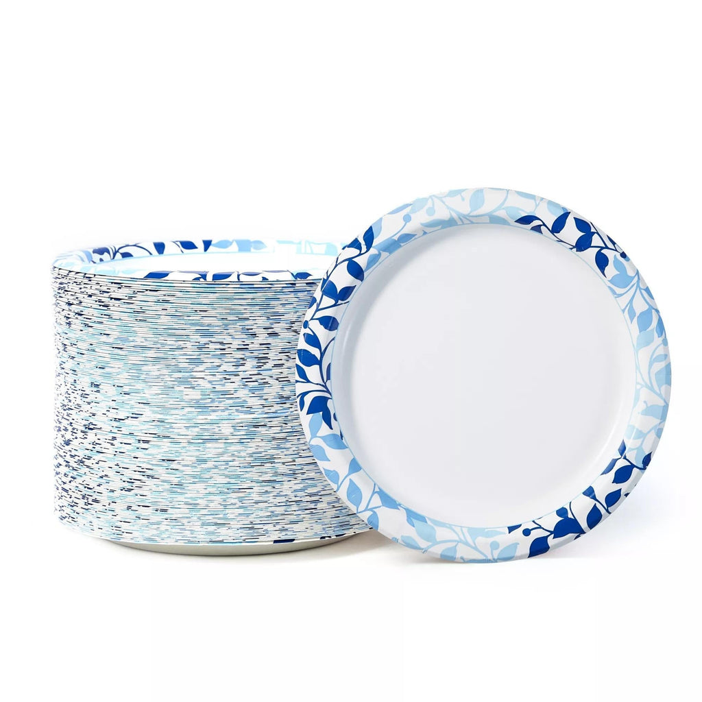 Paper Plates 10 Inch Heavy Duty Botanical Leaf Design Soak Proof Microwave Safe Disposable Dinner Plates for Party BBQ Holiday Everyday Use 50 100 204 Count