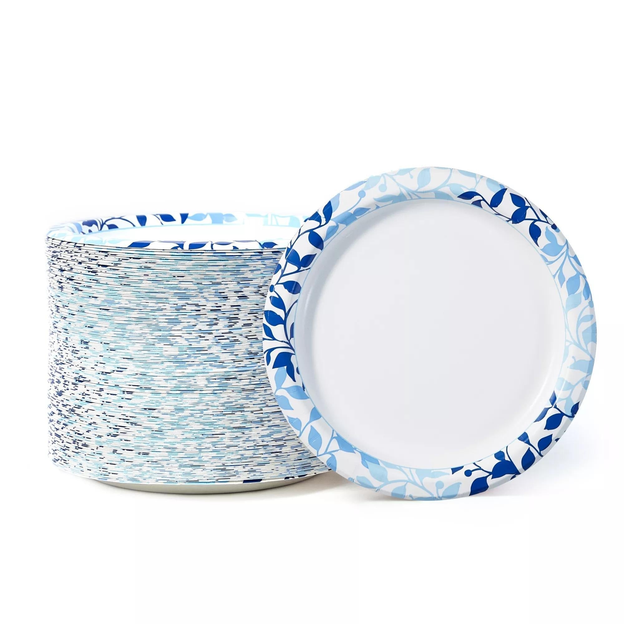Paper Plates 10 Inch Heavy Duty Botanical Leaf Design Soak Proof Microwave Safe Disposable Dinner Plates for Party BBQ Holiday Everyday Use 50 100 204 Count