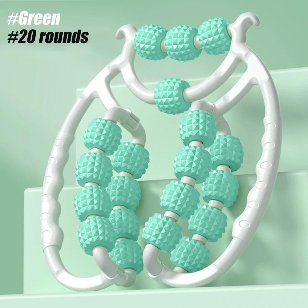 Leg Roller Massager 20-Wheel Manual Body Roller with Textured Bumps for Circulation ¨C Portable Leg, Thigh, Waist & Back Roller for Home Gym Travel, Circulation Booster & Muscle Relief Fitness Tool