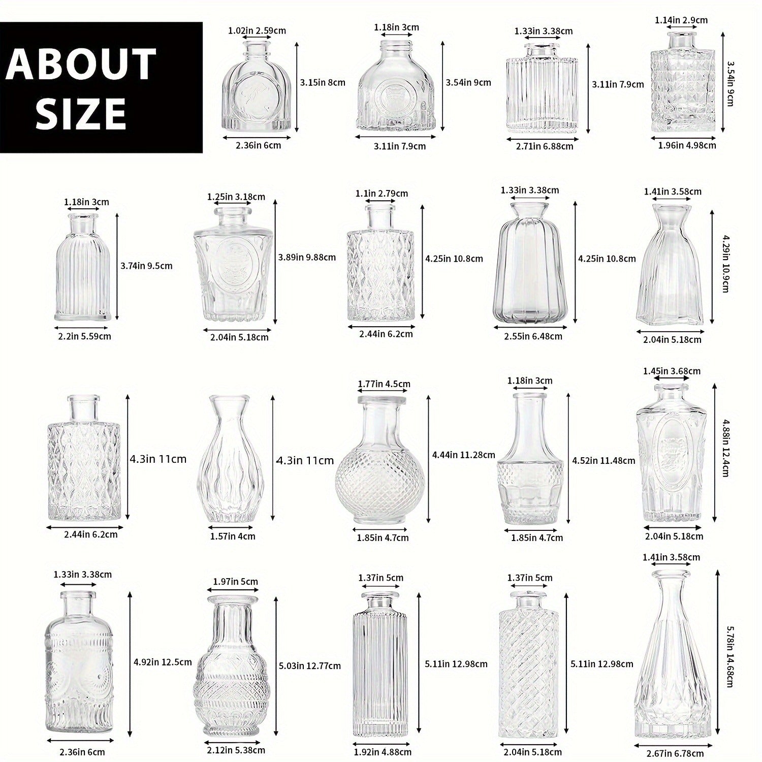 Glass Bud Vases Bulk Set ¨C Clear Flower Vases for Wedding Table Centerpieces, Home Decor, Birthday, Anniversary & Holiday Party Decorations