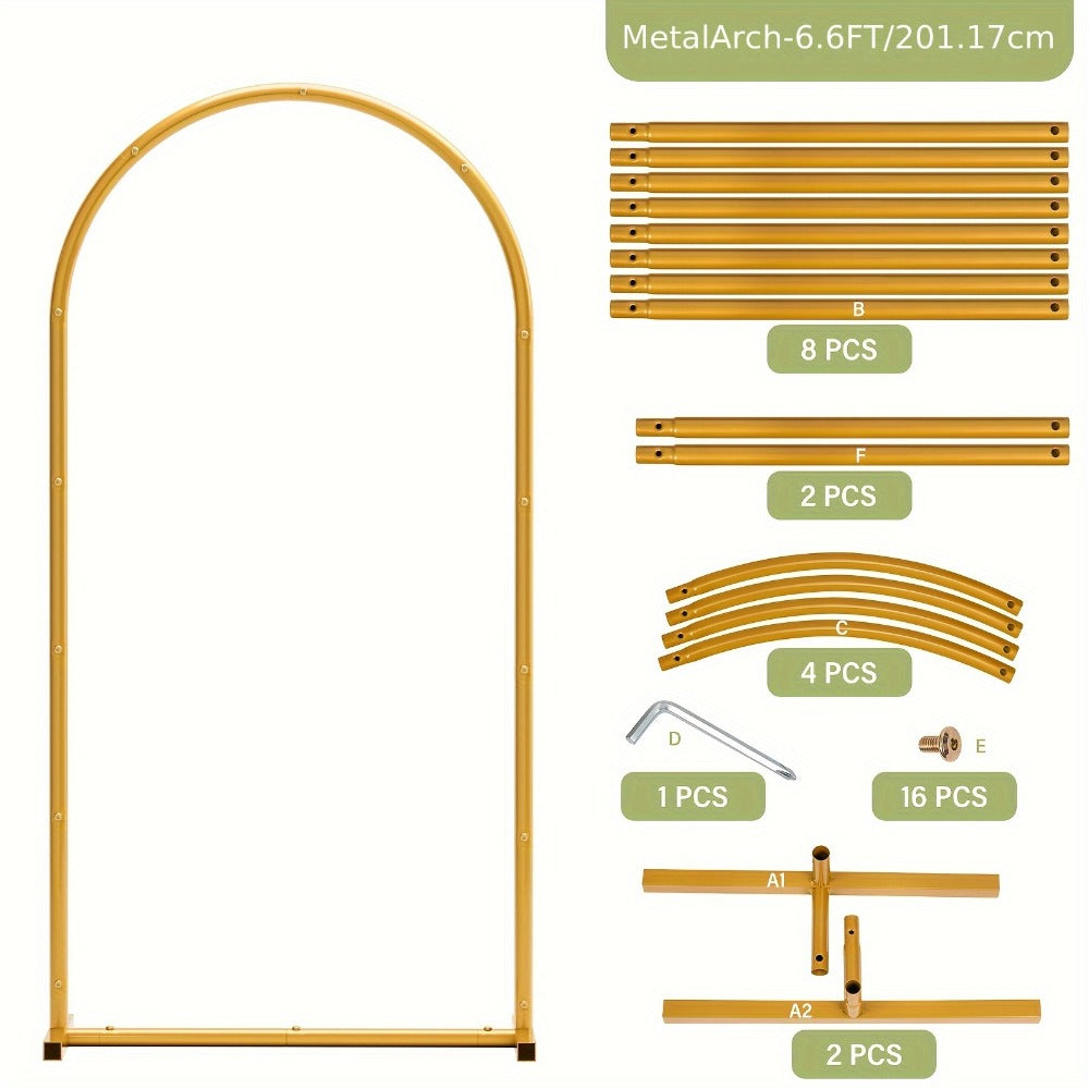 Metal Arch Backdrop Stand Set of 3 (7.2ft/6.6ft/6ft) + 7 Balloon Clips - Wedding Arch Frame for Birthday Party, Graduation, Ceremony, Thanksgiving & Halloween Decoration