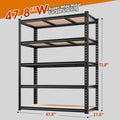 5-Tier Heavy Duty Garage Shelving Unit 2000LBS ¨C Metal & Wood Storage Shelves, Adjustable Utility Rack for Garage, Basement, Pantry, Warehouse, Kitchen & Office, Tool-Free Assembly, Black