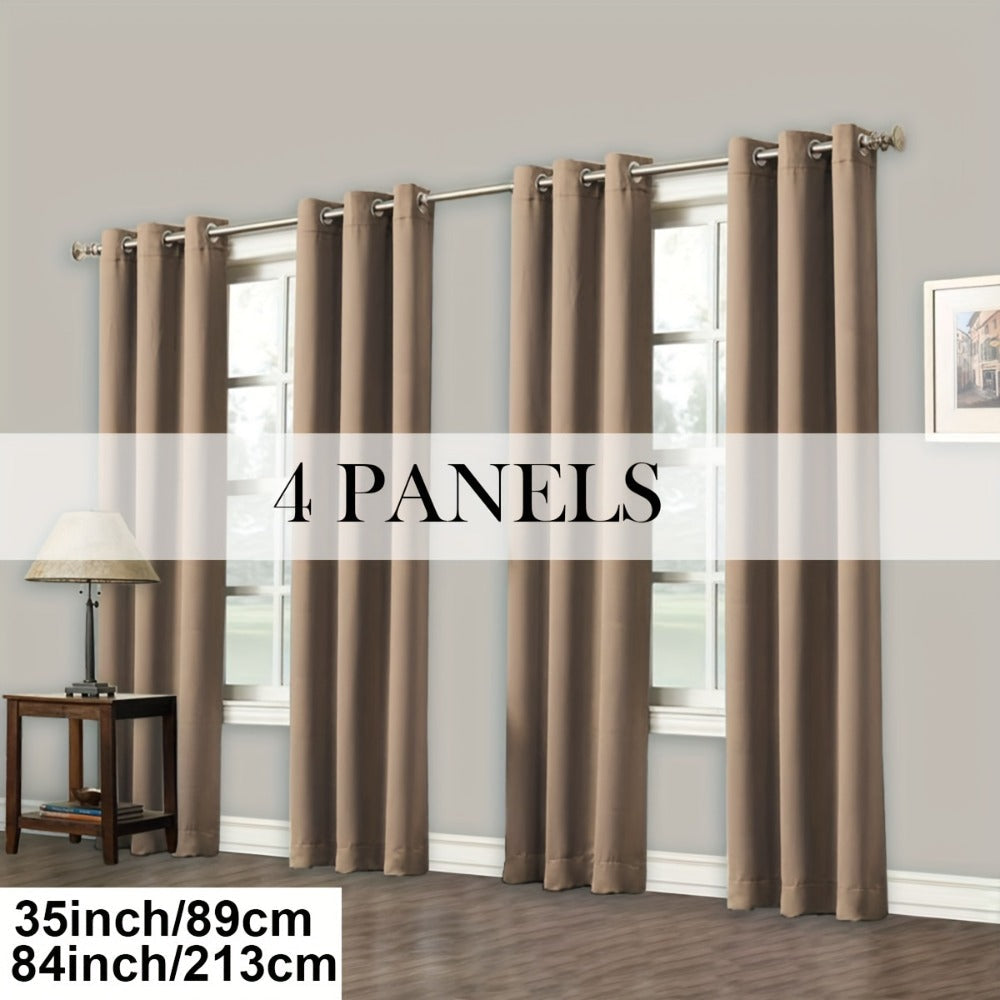 Blackout Curtains Grommet Top Room Darkening Window Drapes 4 Panels Set Living Room Bedroom