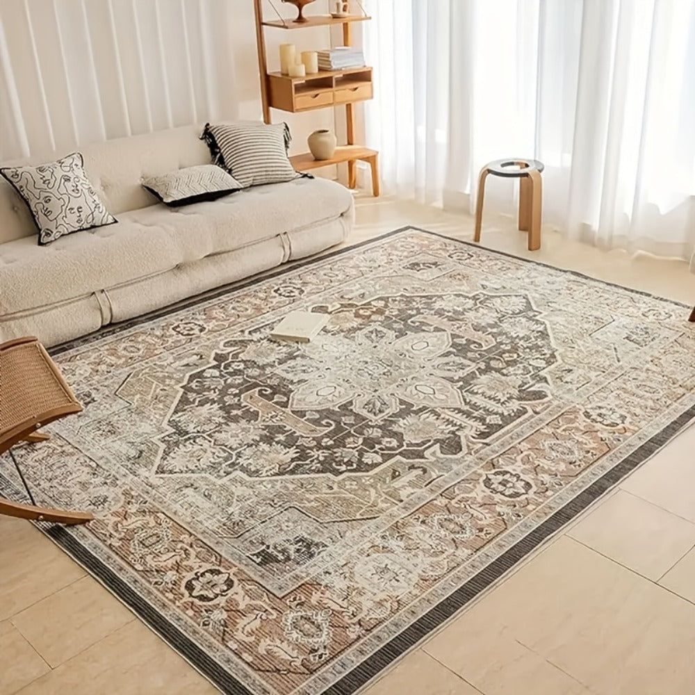 Vintage Persian Area Rug Machine Washable Non-Slip Non-Shedding Floral Indoor Carpet for Living Room Bedroom in Multiple Colors and Sizes
