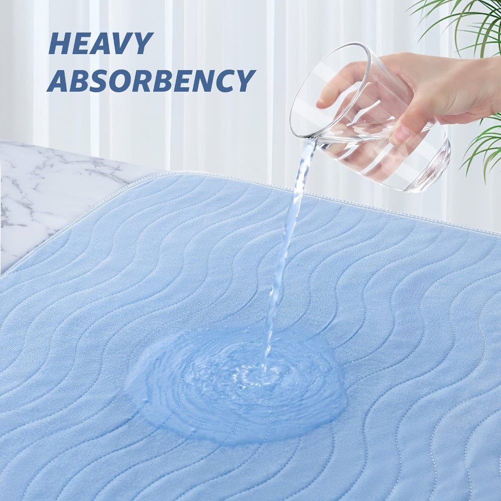 Washable Waterproof Bed Pads 2 Pack - Heavy Absorbency Reusable Incontinence Mattress Protector for Adults, Elderly & Pets | Bed, Sofa, Chair