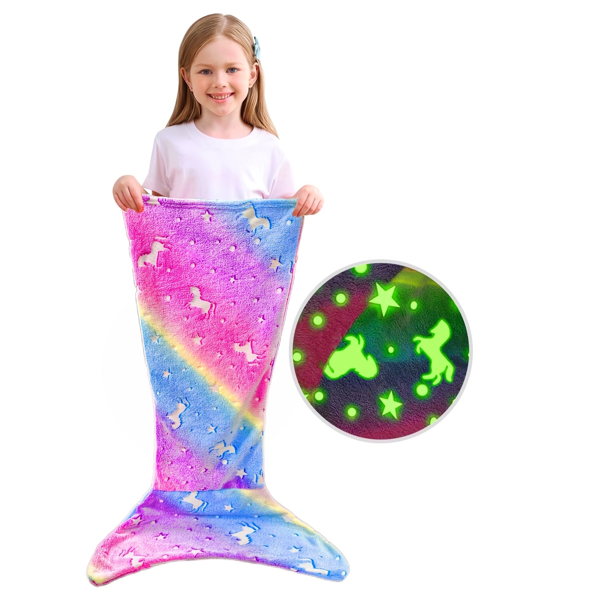 Mermaid Tail Sleeping Bag Blanket for Kids & Adults - Soft Flannel 200GSM Anti-Kick Cozy Bed Cover, Fun Novelty Bedding for Girls Boys Sleepovers Camping, 5 Colors: Green Red Blue Purple Yellow