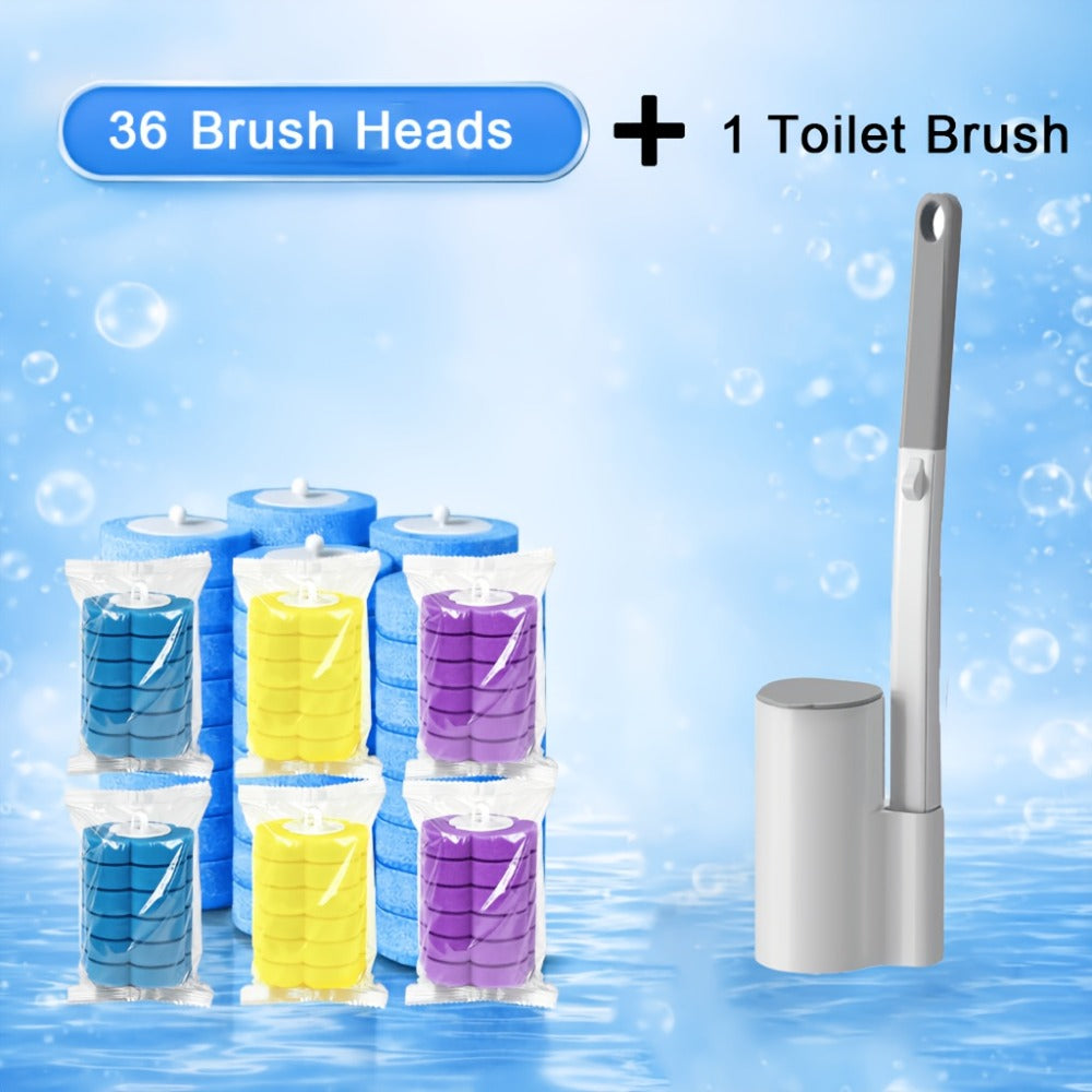 Disposable Toilet Brush Set with Replacement Brush Heads Wall Mounted or Floor Standing Bathroom Cleaning Brush Kit Hygienic No-Touch Design 19 25 31 37 49 Piece Set or Heads Only Options