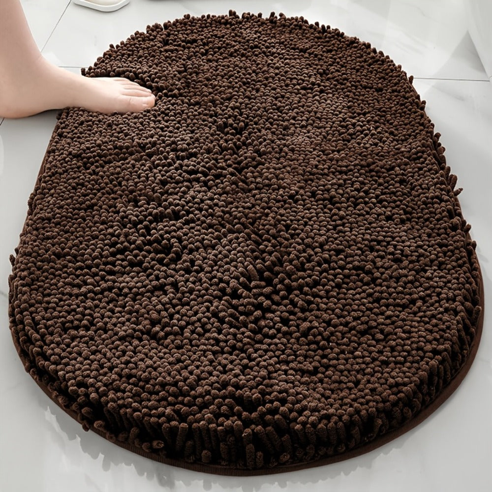 Chenille Bath Mat Non-Slip Super Absorbent Oval Bathroom Rug Soft Plush Carpet for Bathroom Kitchen Bedroom Entryway Indoor Outdoor Pet Dog Mat Machine Washable Multi-Color Multi-Size
