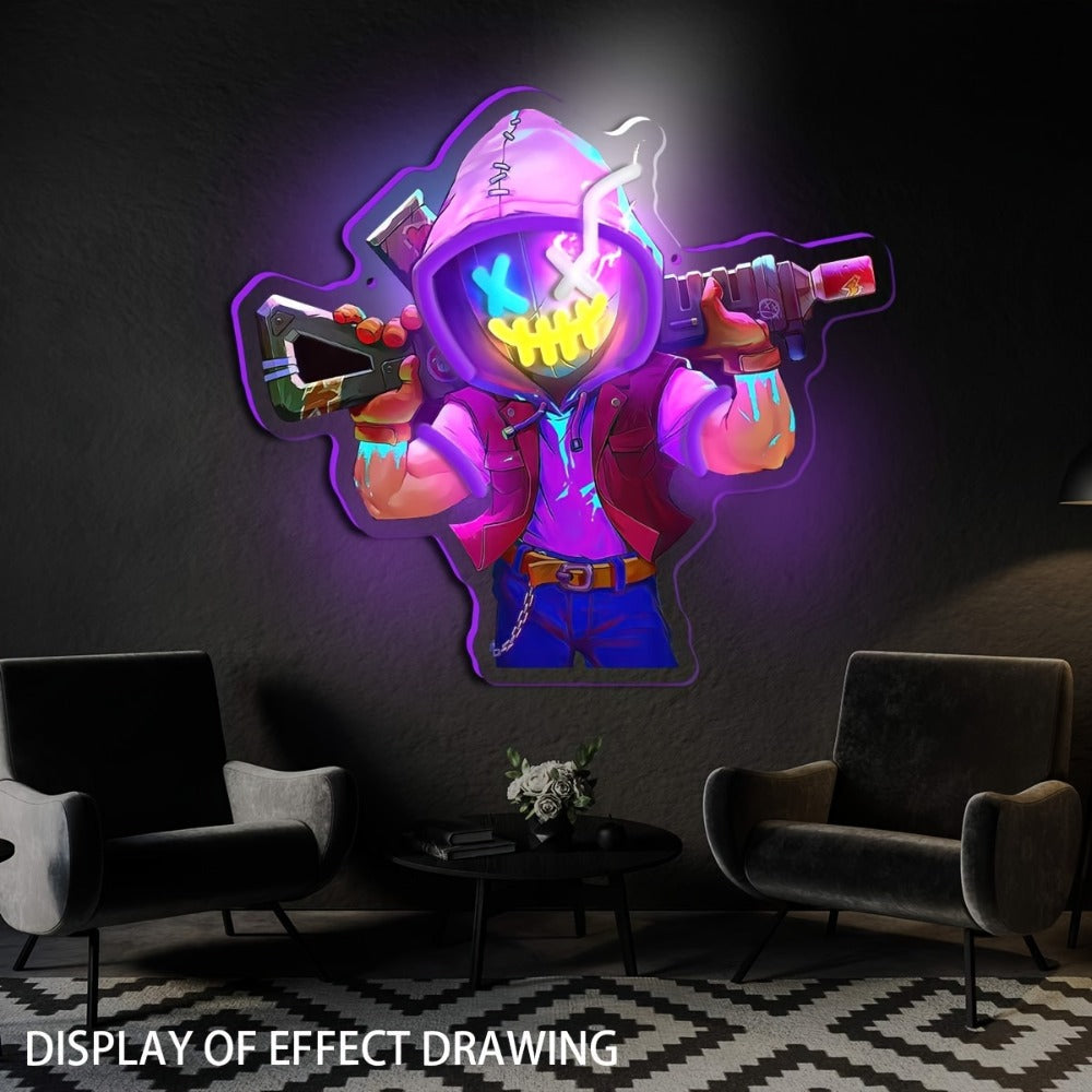Neon Marksman LED Wall Art - UV Printed USB Powered Sniper Shooter Neon Sign for Game Room, Bar, Man Cave & Bedroom Wall Decor (Colorful / Yellow Sharpshooter)