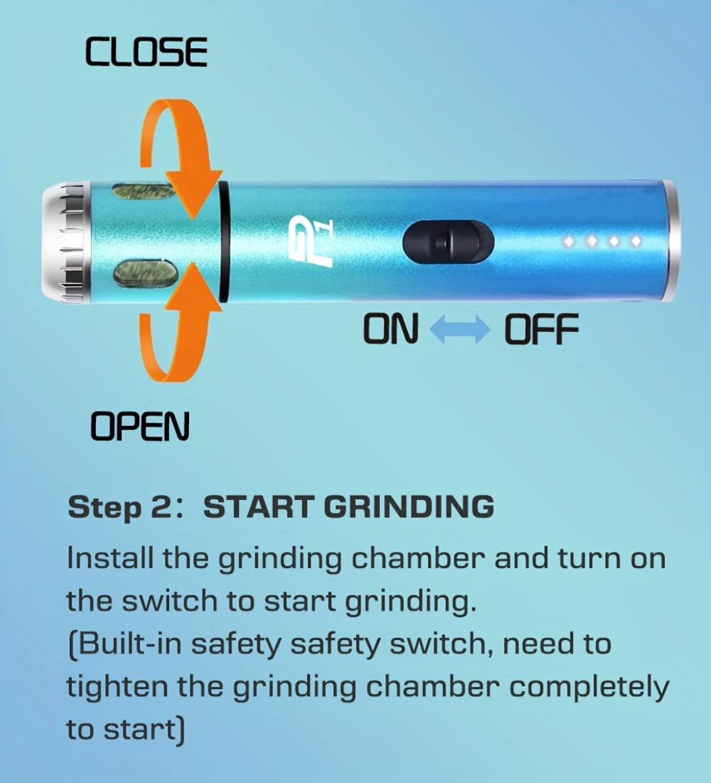 Electric Herb Grinder USB Rechargeable ¨C Portable Spice Mill with One-Button Operation, Travel Bag, Funnel & Cleaning Brush | 4 Colors Available