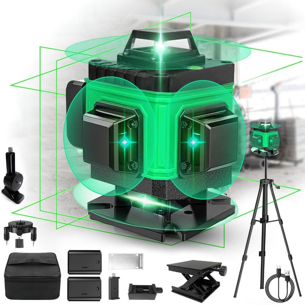 16-Line 4D Laser Level 360¡ã Self-Leveling Cross Line Laser with Rechargeable Battery ¨C Professional Rotary Laser for Construction, Tiling, Framing & Interior Alignment