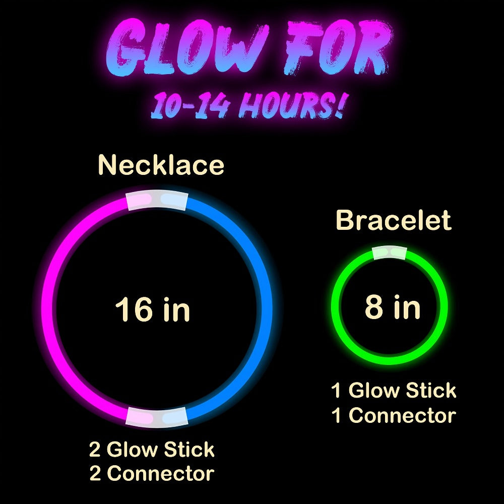 Glow Sticks Bulk 300 Pack 8 Inch Glow in the Dark Party Favors with Bracelet Connectors 7 Colors 6-Hour Glow for Halloween Christmas New Year Easter Birthday Pool Party Neon Party Supplies