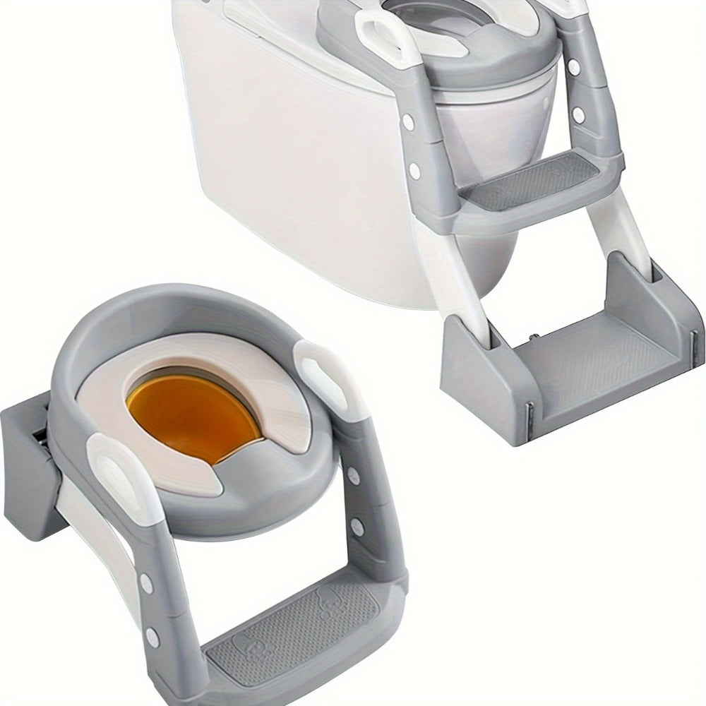 Potty Training Seat with Step Ladder 2-in-1 Toddler Toilet Seat & Stool - Foldable Kids Potty Chair with Splash Guard, Anti-Slip Pads & Handles for Boys Girls