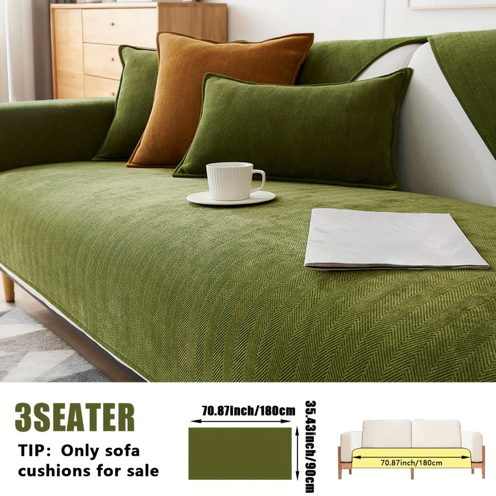 Chenille Ribbed Sofa Cover - Pet Friendly Non-Slip Machine Washable Soft Stretch Slipcover for 1-4 Seater Sectional Sofa Living Room Bedroom Office, 9 Colors