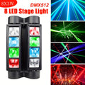 LED Spider Moving Head Stage Light 8x3W DJ Disco Party Light Sound Activated DMX-512 Control Beam Shaking Head Spider Lamp for Club Bar Wedding Carnival Festival Live Show