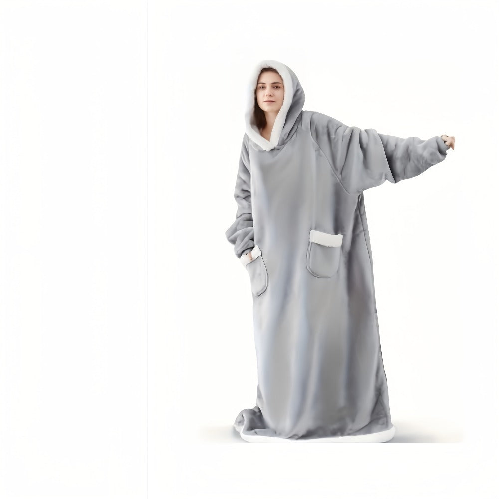 Hooded Wearable Blanket ¨C Double-Sided Flannel Suede Hoodie Blanket for Women & Men, 500gsm Oversized Warm Cozy Sweatshirt