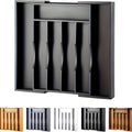 Silverware Organizer Adjustable Drawer Organizer | Utensil & Cutlery Storage Tray for Kitchen Drawer | Expandable Knife Fork Spoon Holder 22.4¡± x 15¡± x 2¡± | Kitchen Organization & Storage in Black Grey White