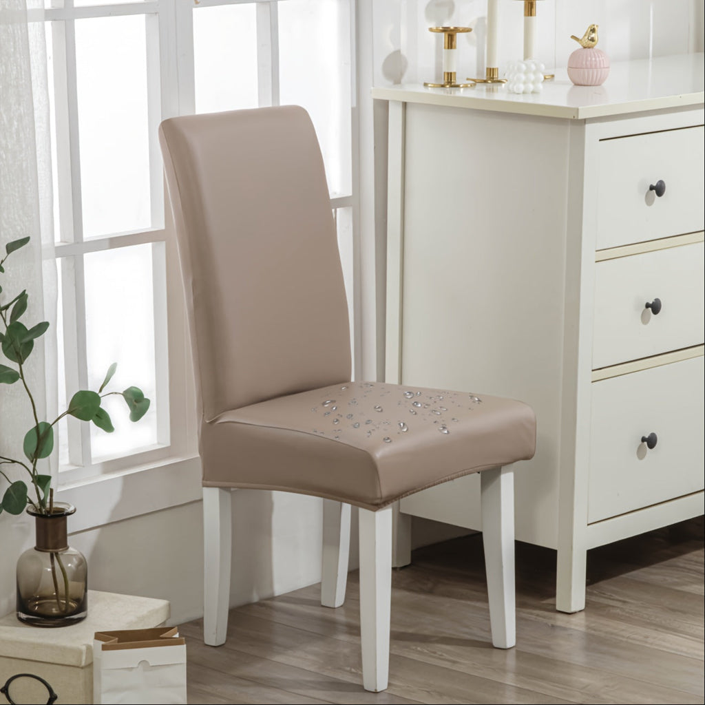 Dining Chair Covers Set of 4 6 Waterproof PU Leather Stretch Slipcover Oil Proof Universal Fit Chair Protector for Dining Room Kitchen Hotel Home Decor - 9 Colors