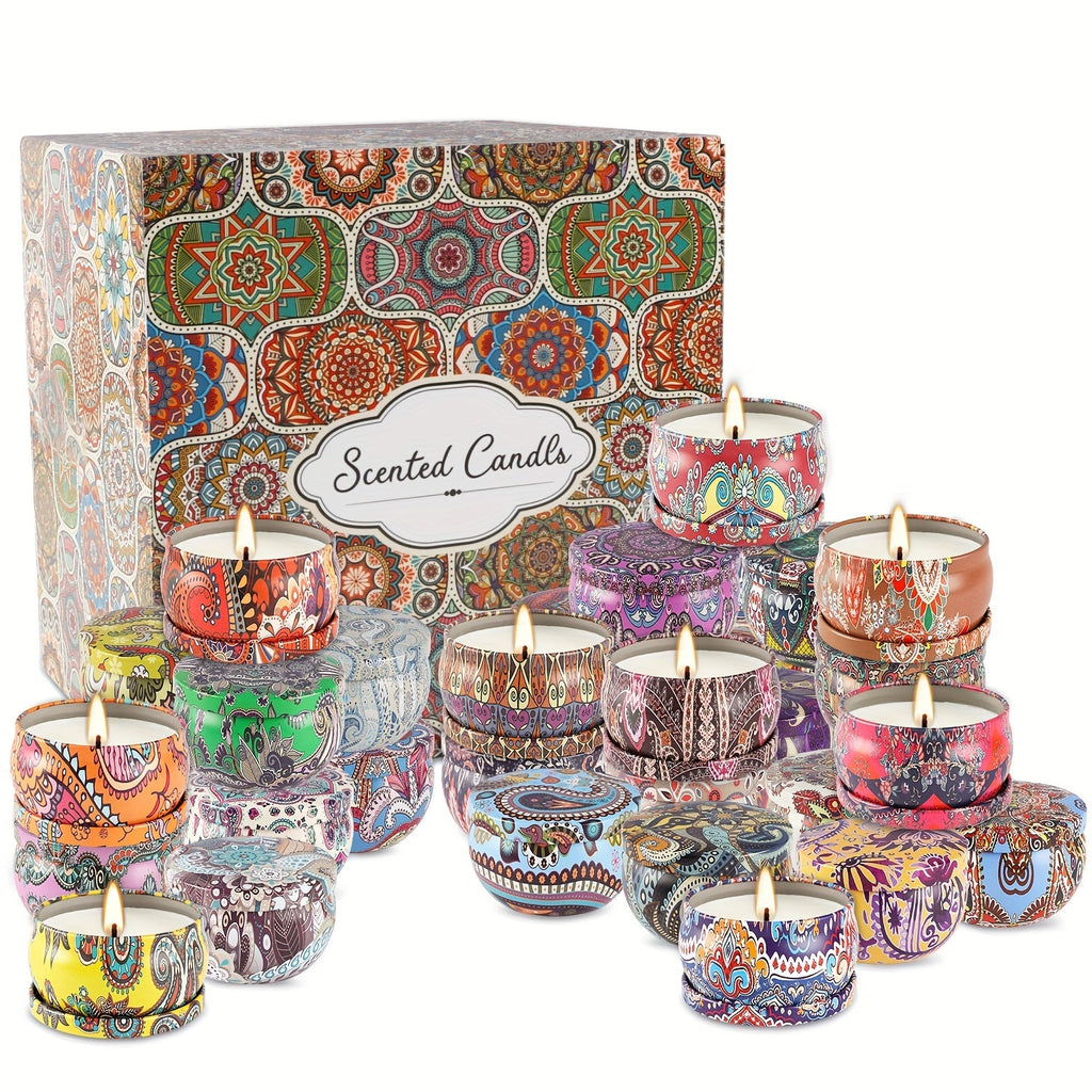 Candle Gift Set 36-Pack ¨C Natural Soy Wax Scented Candles in Tin Cans, Aromatherapy Candles for Yoga, Spa, Bath & Home Decor, Portable Travel Candles, Perfect Gift for Women & Men, Mother's Day, Valentine's Day & Birthdays