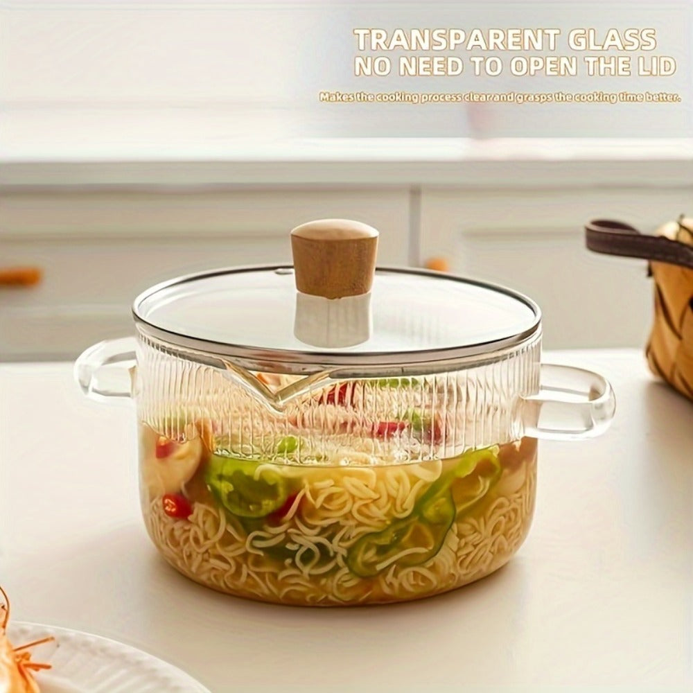 Borosilicate Glass Pot with Lid, Stovetop & Induction Safe, Dishwasher Safe, Heat-Resistant Glass Cookware for Soups, Milk, Baby Food & Noodles, Small 60.87oz & Large 77.77oz, Home & Restaurant