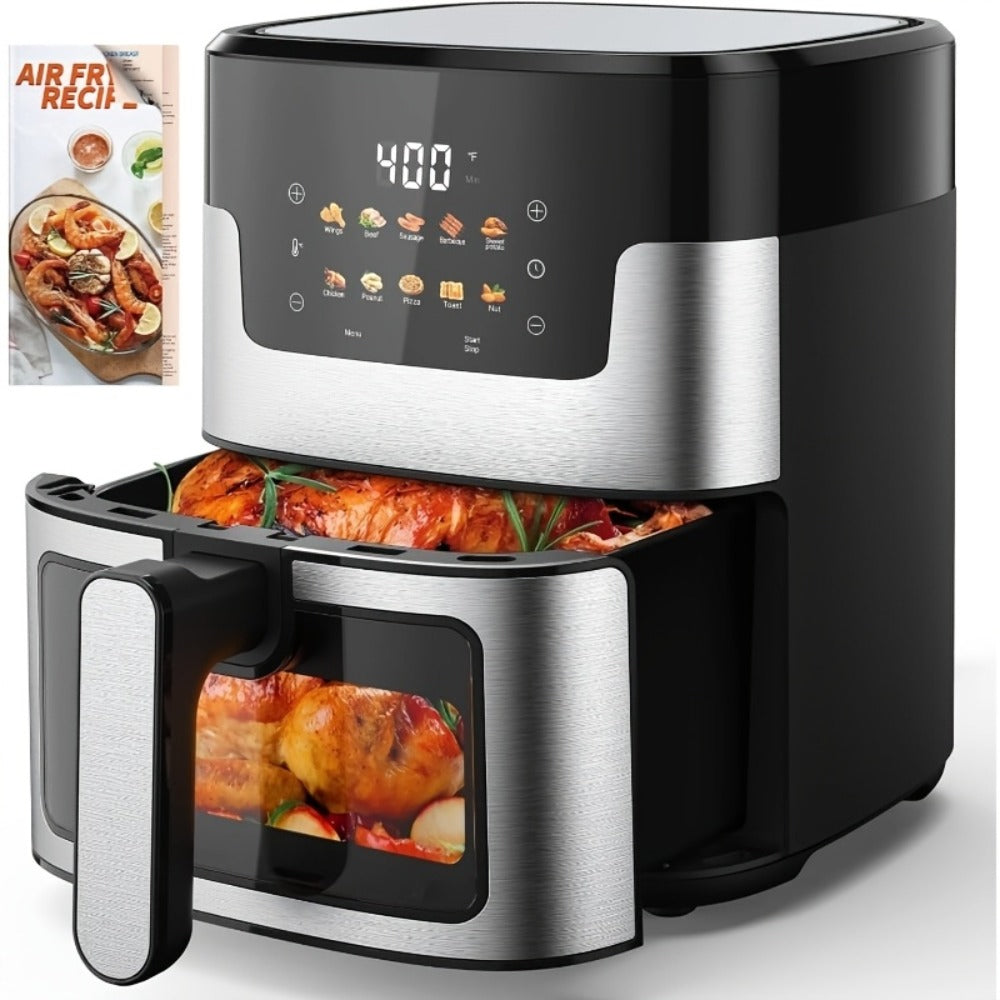 Air Fryer 7.5QT 10-in-1 Digital LED Touchscreen | Oilless Cooker with 10 Preset Cooking Modes, Dishwasher-Safe Basket & 100 Paper Liners Included ¨C Large Capacity Family Air Fryer