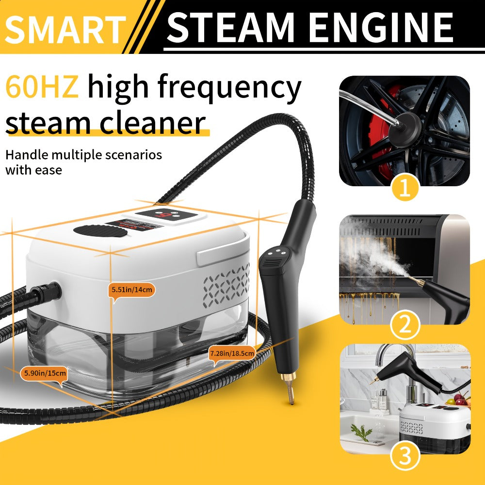 Carpet Steam Cleaner Handheld with LCD Display 1200ml Tank Gear Switch High Temperature for Kitchen Sofa Floor Tile Grout Home