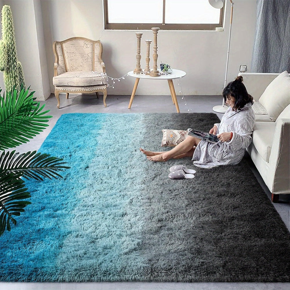 Area Rug Plush Mat Non-Slip Gradient Design Machine Washable Living Room Bedroom Rug Multi-Color Large Size Soft Polyester Floor Mat Home Decor Accent