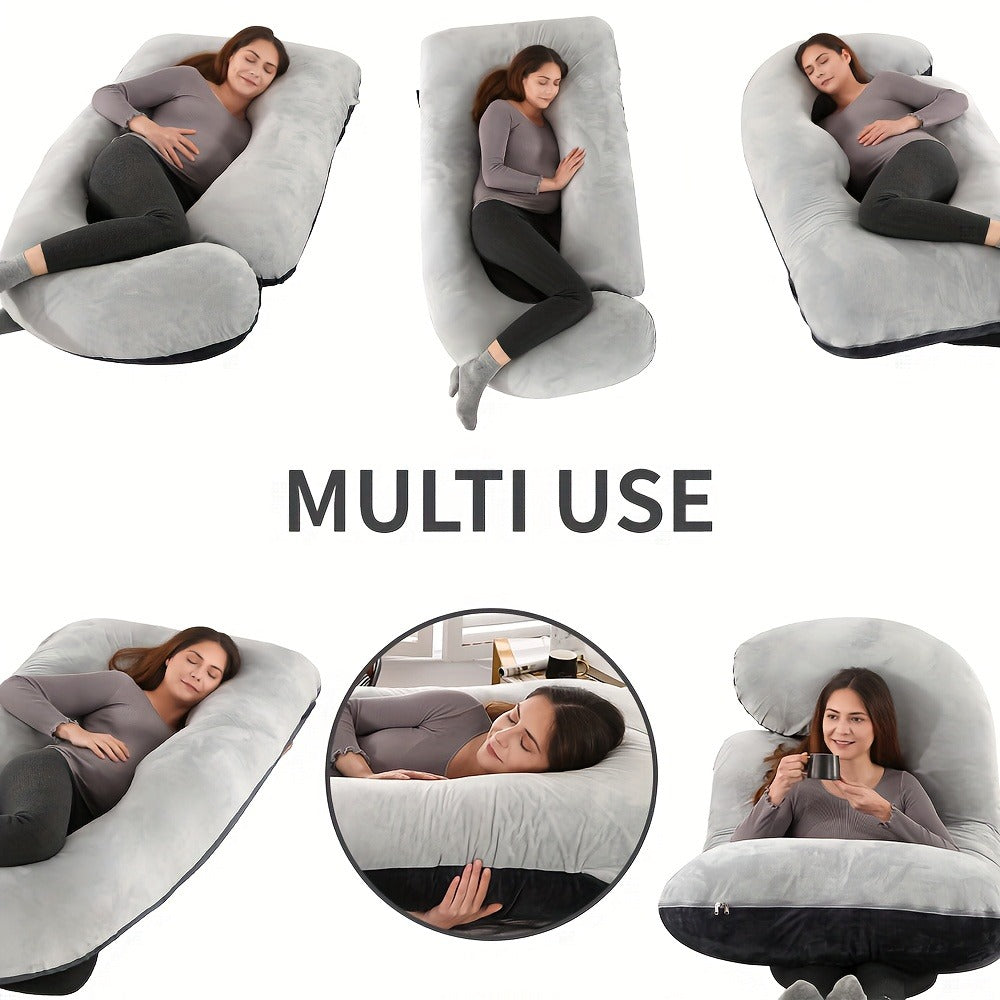 Pregnancy Pillow J-Shape 60 Inch Full Body Maternity Pillow with Velvet Cover ¨C Back Leg Belly Support for Pregnant Women Side Sleeper Body Pillow Multiple Colors