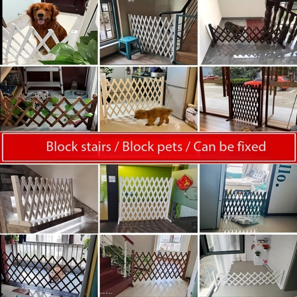 Expandable Wooden Pet Gate Fence Freestanding Retractable Indoor Outdoor Safety Barrier for Dogs Cats - Dark Style Thickened Wood Yard Garden Play Area Divider 27.56 Inch and 35.43 Inch Height Options