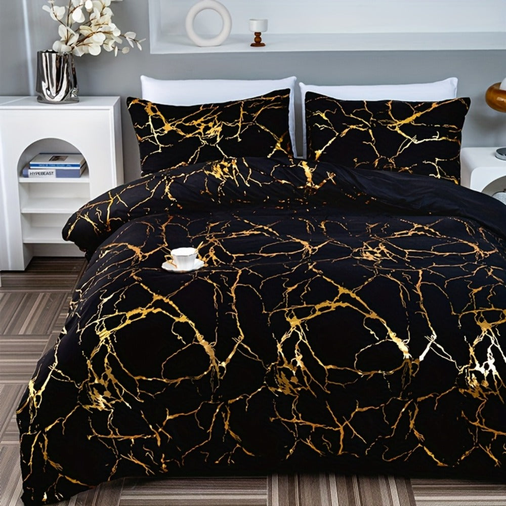 Duvet Cover Set 3 Piece Soft Bronzing Texture Bedding Set with Duvet Cover and 2 Pillowcases for Home Dormitory All Season Twin Full Queen King