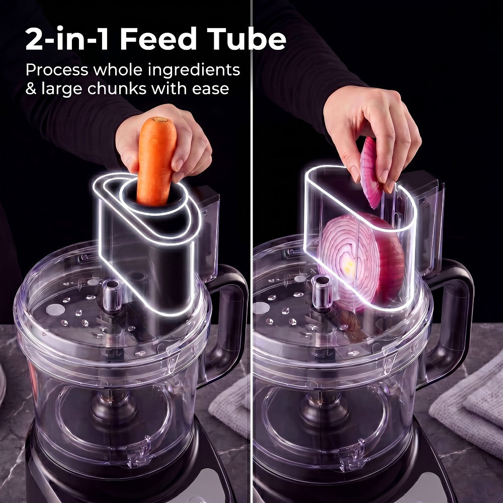 12 Cup Food Processor 6 Functions - Chopping, Slicing, Shredding, Purees & Dough, Large Capacity Electric Kitchen Food Processor for Meal Prep, Vegetables, Fruits & Baking, Black
