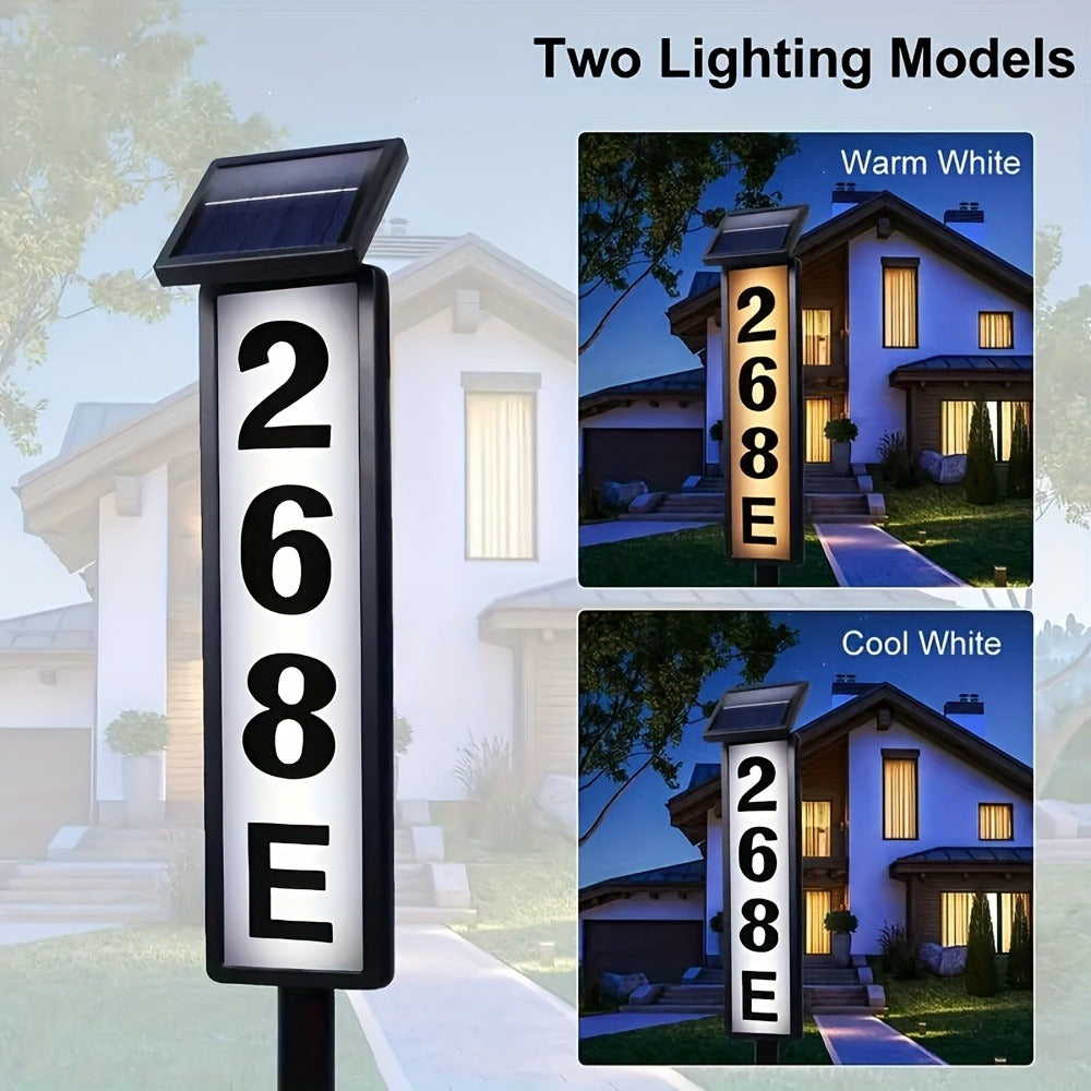 Solar House Number Light LED ¨C DIY Address Sign with 38 LEDs, Switchable Warm & Cool White, IP44 Weatherproof, 270¡ã Solar Panel, Auto On/Off for Home, Yard, Farm & Garden