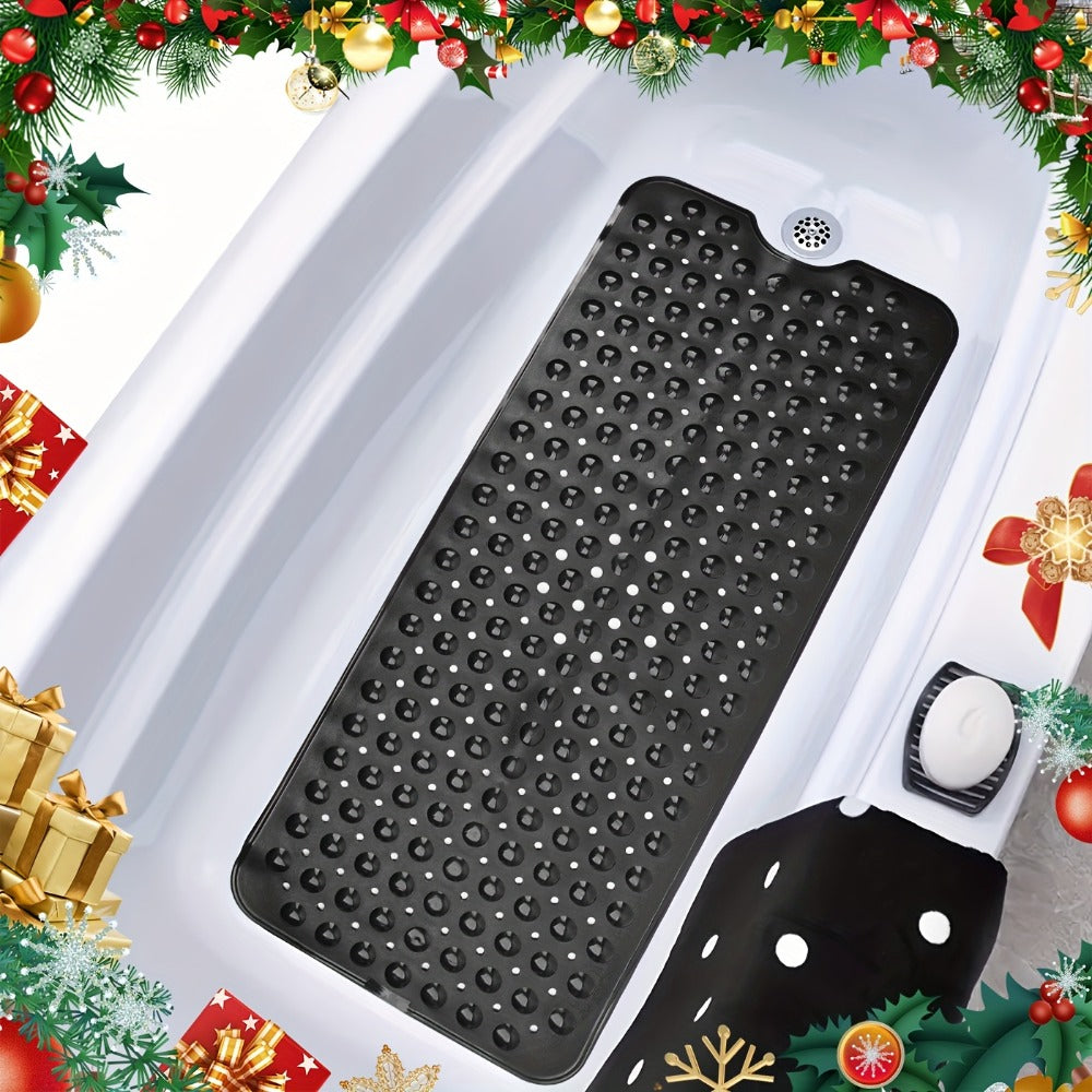 Non-Slip Shower Mat with Suction Cups & Massage Rings - Quick Drain Bath Mat for Shower, Bathtub, Hotel & Bathroom - Round Hole Design Anti-Slip Rug
