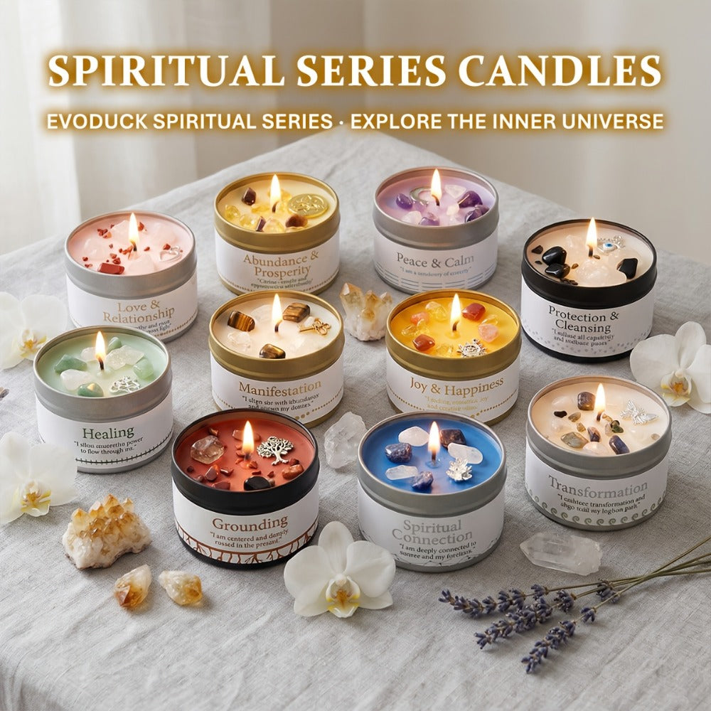 Manifestation Candles Scented Soy Wax with Golden Crystal ¨C Law of Attraction Abundance Candle for Meditation, Yoga & Focus | Spiritual Gift for Women with Guidance Card | Christmas, Birthday, New Year