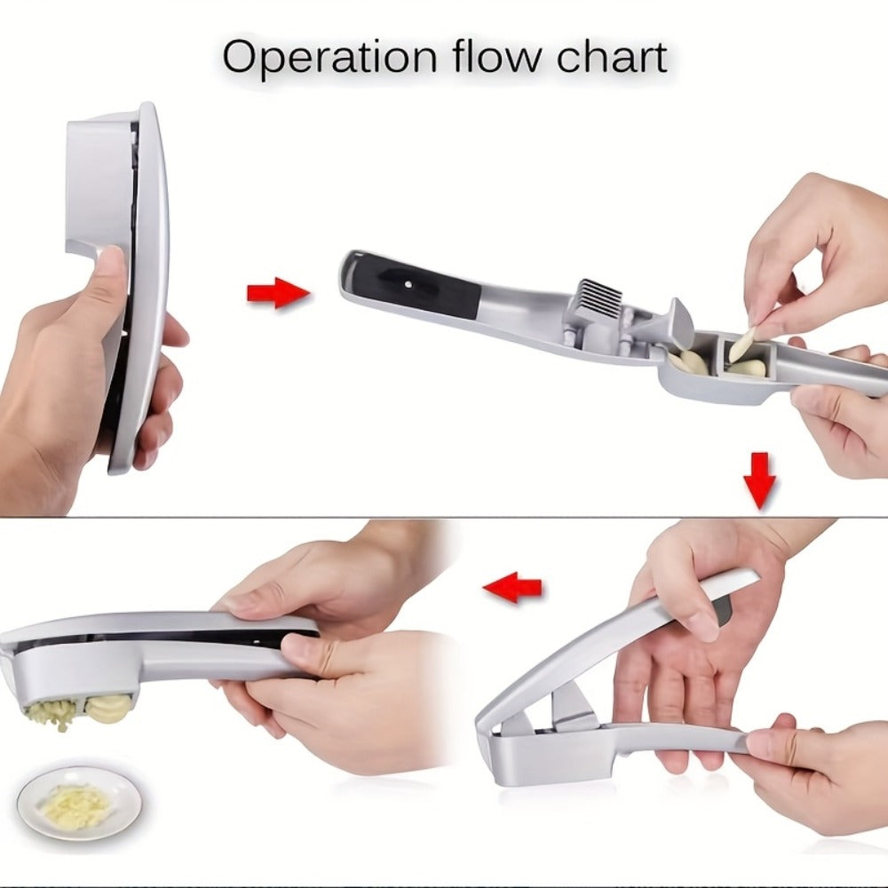 Garlic Press 2-in-1 Garlic Mincer and Slicer Stainless Steel Manual Garlic Crusher Presser for Fine Mince Puree Kitchen Tool for Home Restaurant Hotel