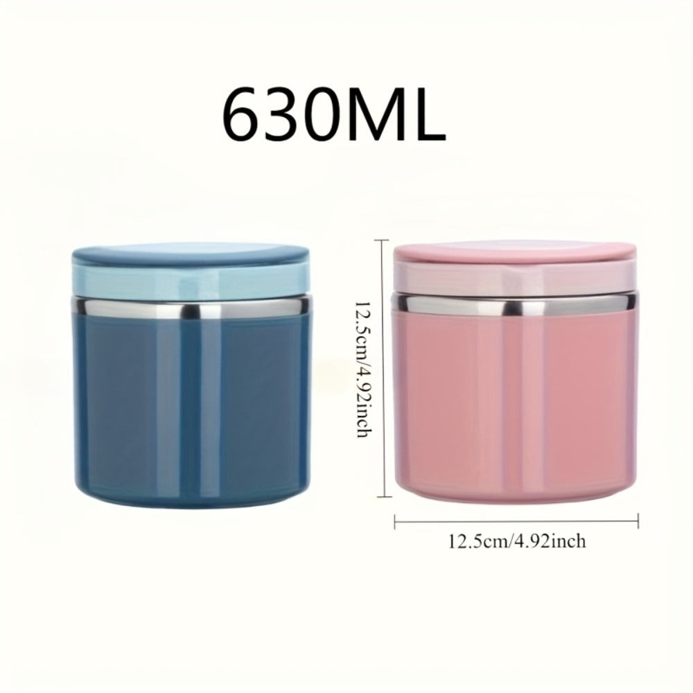 Insulated Lunch Box Stainless Steel 630ml - Leakproof Bento Box with Handle, Stackable Thermal Food Container for Office School Camping Picnic - Pink Blue Green