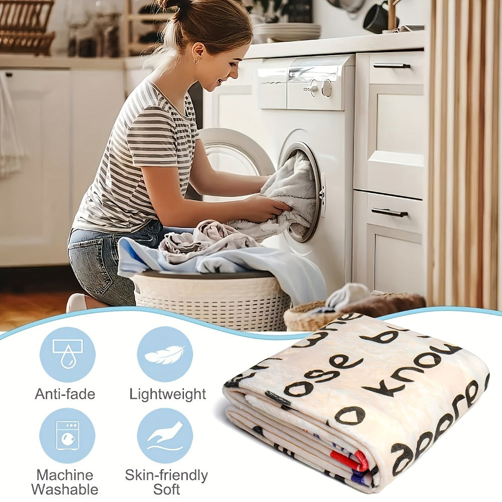 Love Message Flannel Blanket for Mom ¨C 250-300gsm Soft Reversible All-Season Throw, Perfect Gift for Mother's Day & Birthday