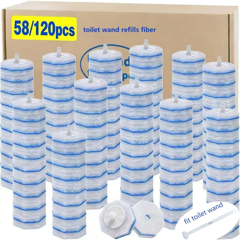 Disposable Toilet Wand Refills 120 or 58 Count Compatible with Clorox ToiletWand Upgraded Fiber Deep Clean Removes Rust Scale Hard Water Stains Toilet Bowl Brush Replacement Heads