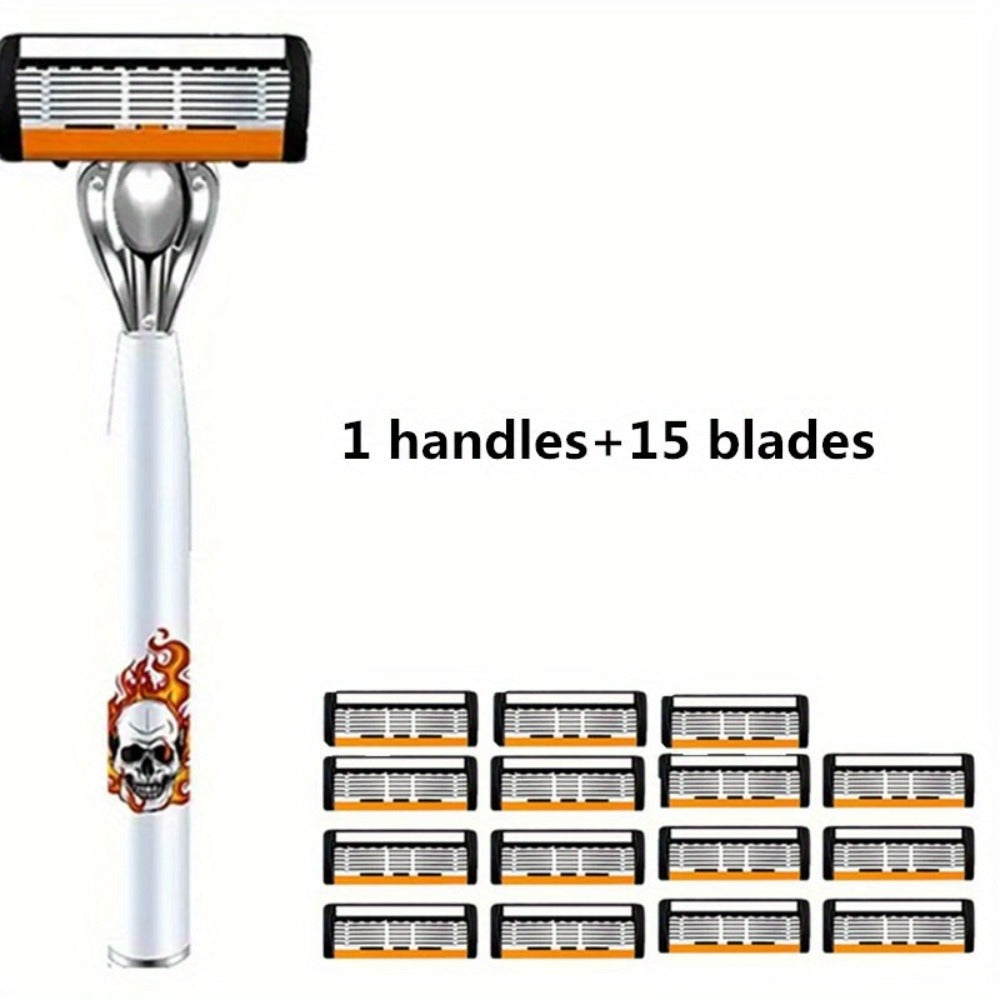Men's Safety Razor with Replacement Blades - Anti-Slip Stainless Steel Handle Shaver for Beard & Sideburns, Classic Style Wet Shaving Razor, Multiple Blade Bundle Options