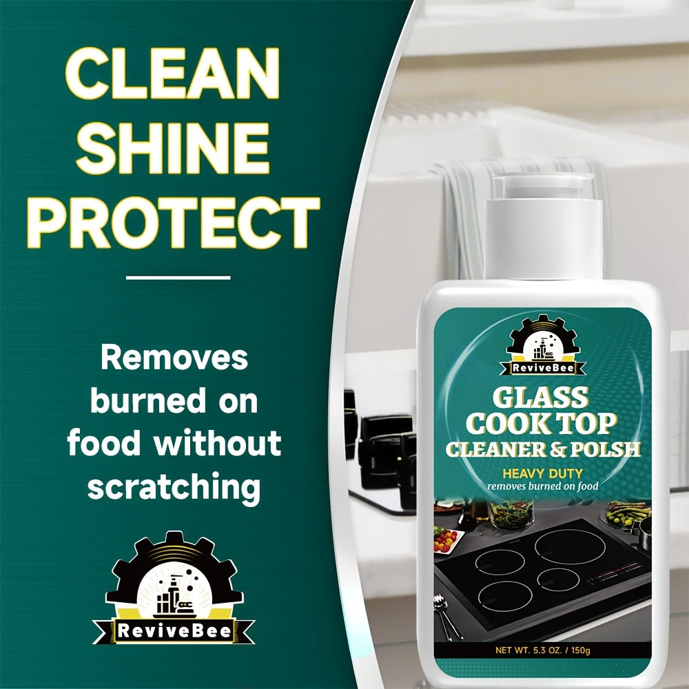 Glass Cooktop Cleaner and Polish ¨C Powerful Stain Remover, Removes Oil Film, Water Spots & Burnt-On Residue, Long-Lasting Surface Protection for Ceramic & Induction Cooktops ¨C 5 Pack Value Set