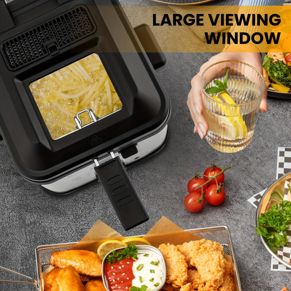 Deep Fryer 1500W Electric ¨C Non-Stick Stainless Steel Frying Pot with Adjustable Temperature Control & Frying Basket, 1.5L / 2.5L / 3L / 5L / 6L Capacity for Home Kitchen