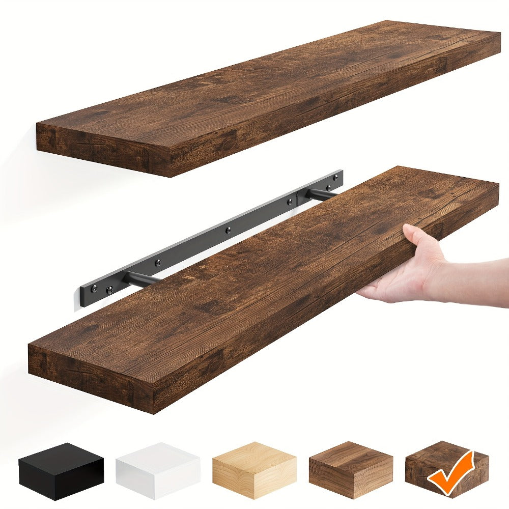 Floating Wall Shelves Set ¨C Wooden Wall-Mounted Shelves for Living Room, Kitchen & Bathroom (2/4/6pcs, 15.7¡±/19.7¡±/22¡±)