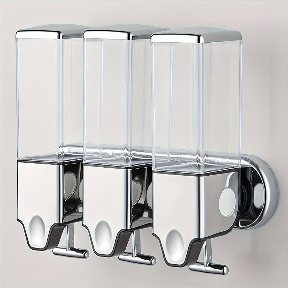 Wall Mounted Soap Dispenser Set 3-Pack No Drill 16.91oz Shampoo Shower Gel Conditioner Dispenser for Bathroom Kitchen