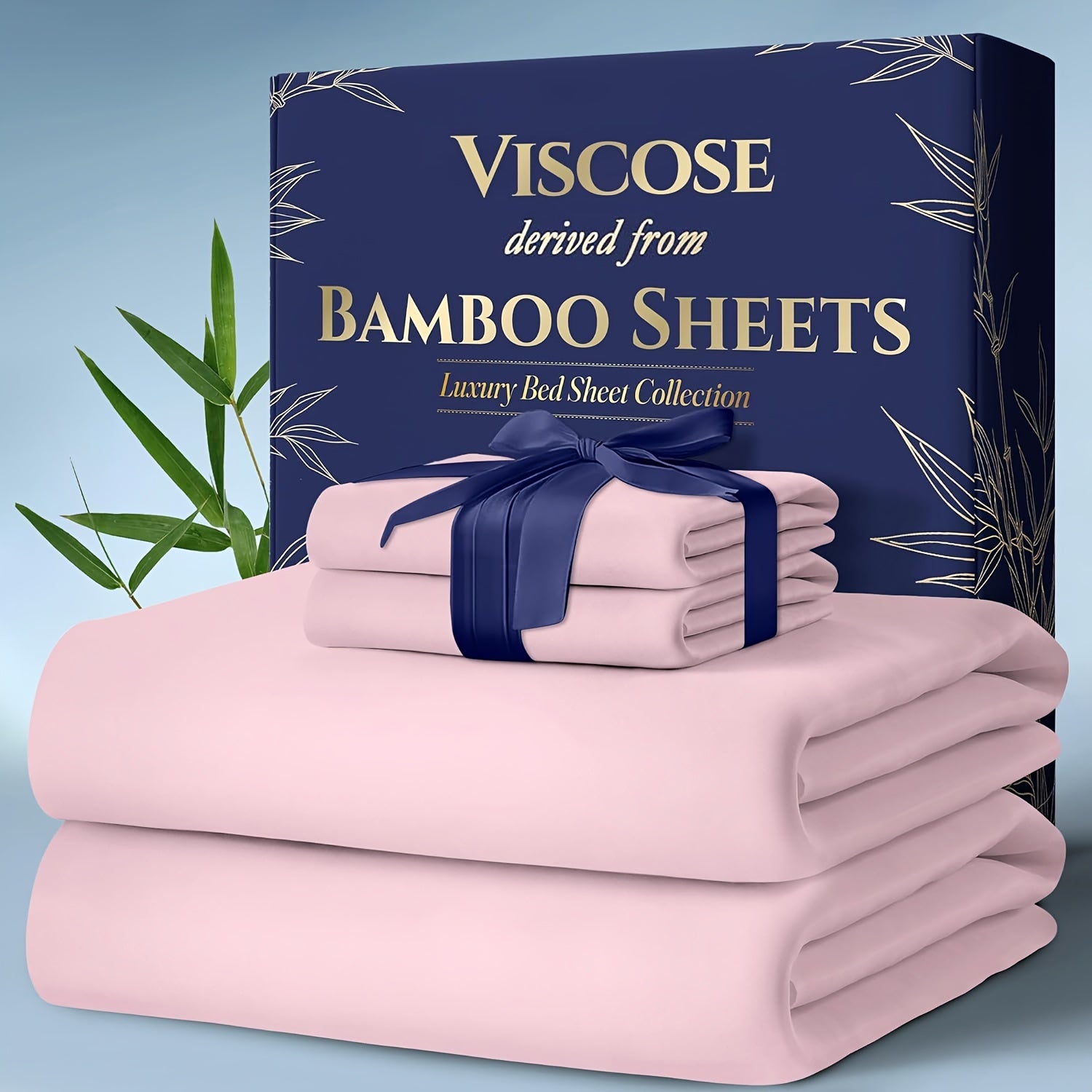 Bamboo Bed Sheet Set Twin Full Queen King - Cooling Soft Deep Pocket Fitted Sheets for Hot Sleepers, Moisture-Wicking Breathable Bedding Set Multiple Colors