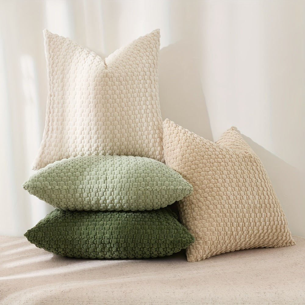 Boho Throw Pillow Covers 4 Pack Velvet Woven Cushion Covers Double-Sided Decorative Pillowcases for Sofa Couch Bed Chair 20x20 Inch Machine Washable