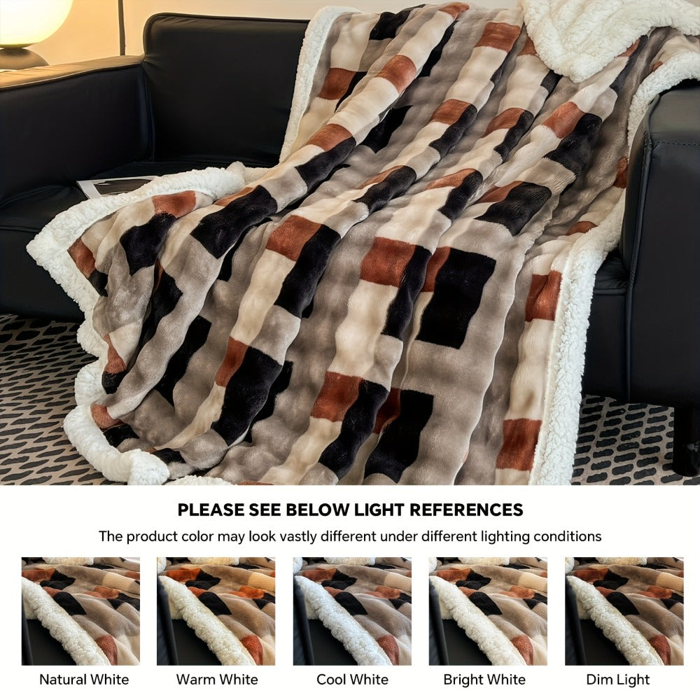 400-450gsm Heavyweight Flannel Blanket ¨C Thick Warm Woven Throw for Bed, Sofa & Bedroom, Machine Washable, 16 Patterns, 4 Sizes
