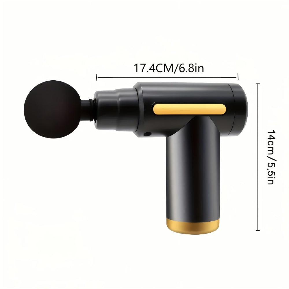 Portable Mini Fascia Gun ¨C USB Rechargeable Muscle Massage Gun with 4 Interchangeable Heads & 6 Speed Modes, Silent Motor Deep Tissue Massager for Back, Neck & Full Body Sports Recovery